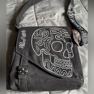 Black Skull Design Messenger Bag